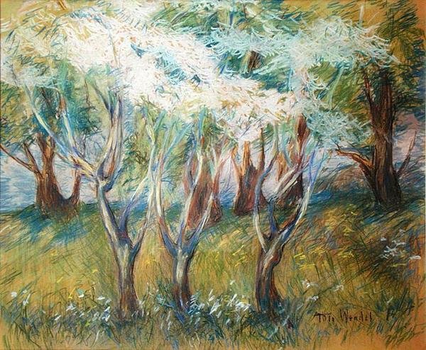 Orchard Giverny (самбар дээрх пастел)поли autorstwa Theodore Wendel