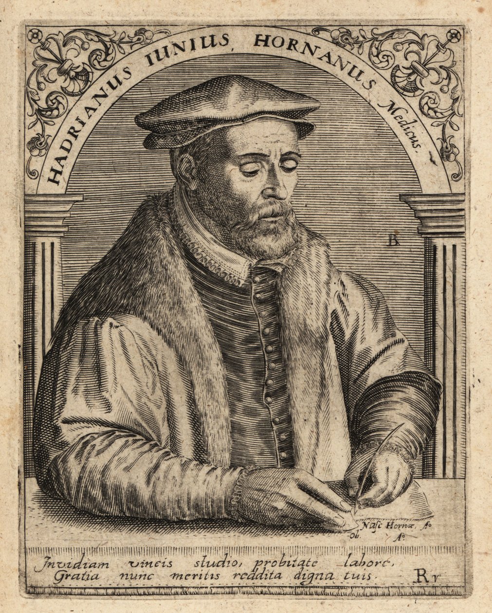 Adriaen de Jonghe, holenderski lekarz. autorstwa Theodore de Bry