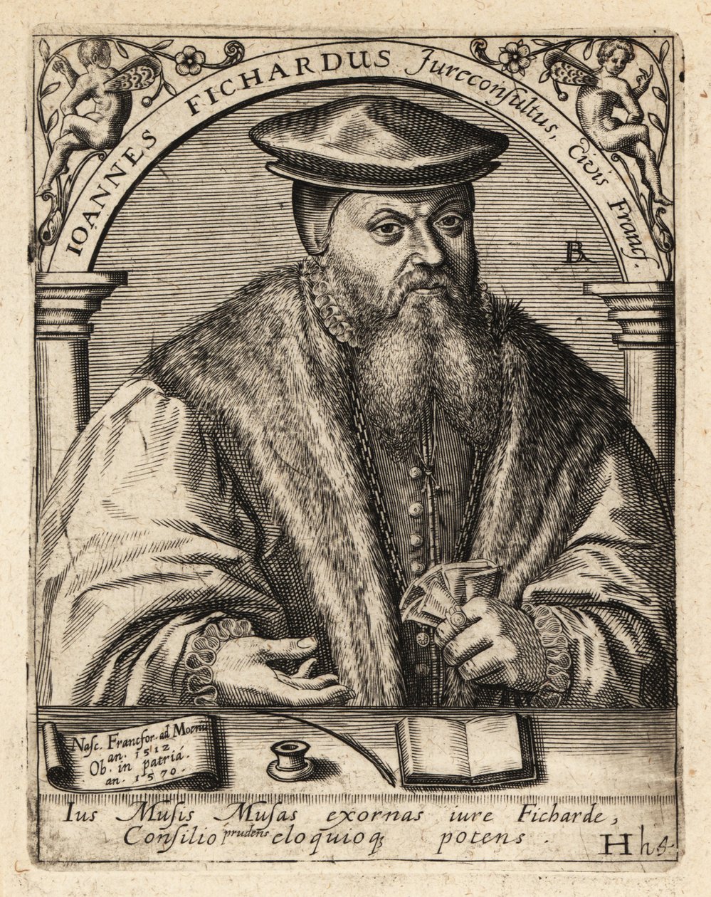 Johann von Fichard, niemiecki prawnik autorstwa Theodore de Bry