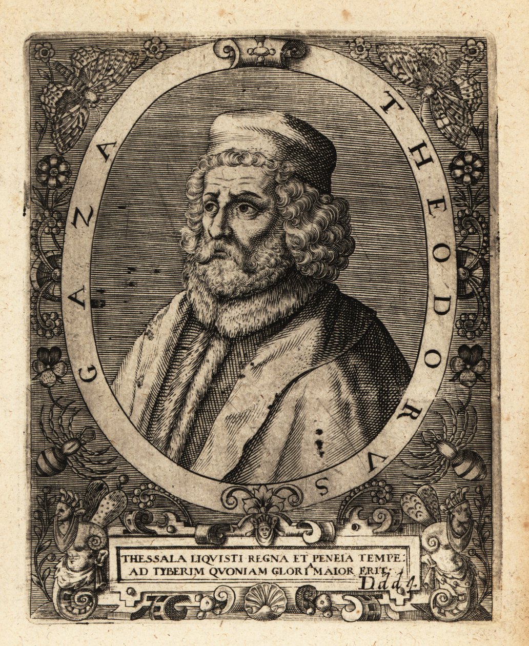 Theodore Gazis, grecki humanista. autorstwa Theodore de Bry