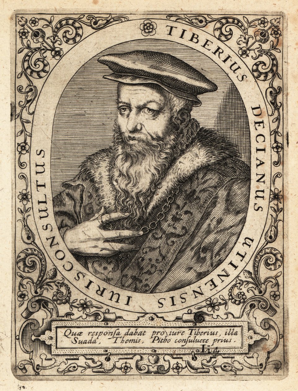 Tiberio Deciani, włoski prawnik. autorstwa Theodore de Bry
