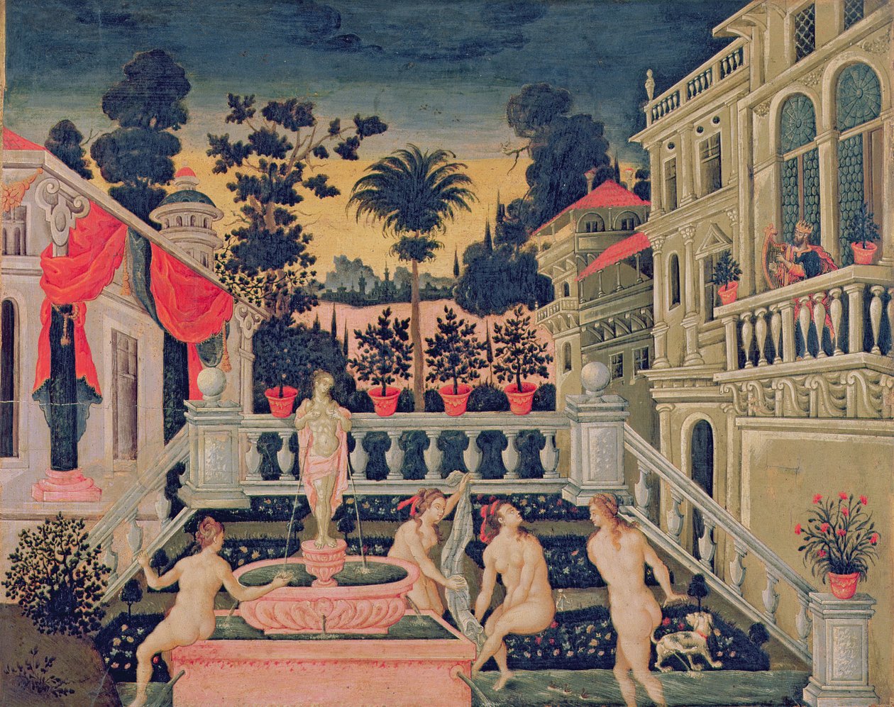 Dawid ogląda kąpiel Batszebę, ok. 1650 r. autorstwa Theodoros Pulakis