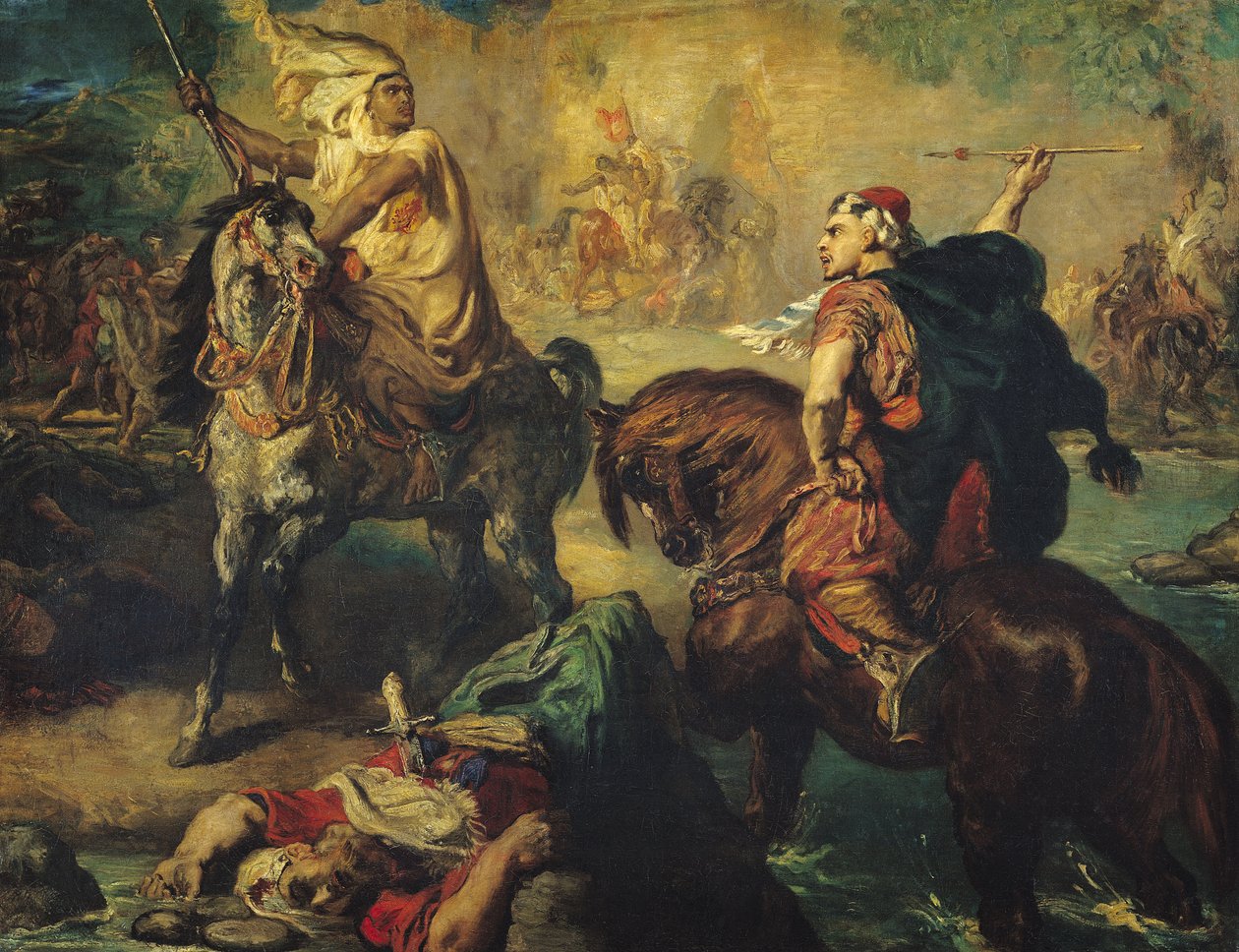 Arabscy wodzowie plemienni w jednej walce, pod murami miasta, 1852 autorstwa Théodore Chassériau