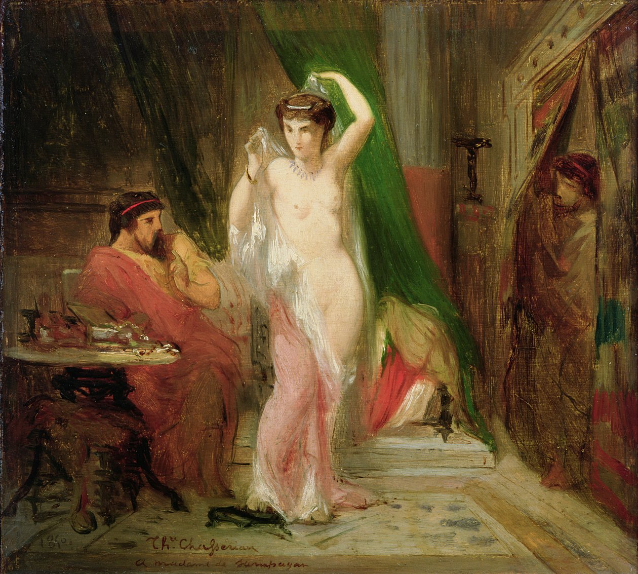 Candaule, król Lidii, pokazuje piękno swojej królowej swemu powiernikowi Gyges, 1850 autorstwa Théodore Chassériau
