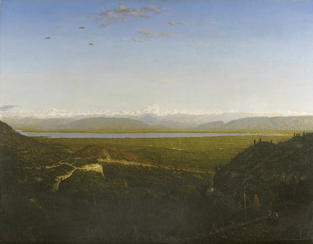Widok na Mont Blanc widziany z La Faucille, ok.1865 r. autorstwa Pierre Etienne Theodore Rousseau