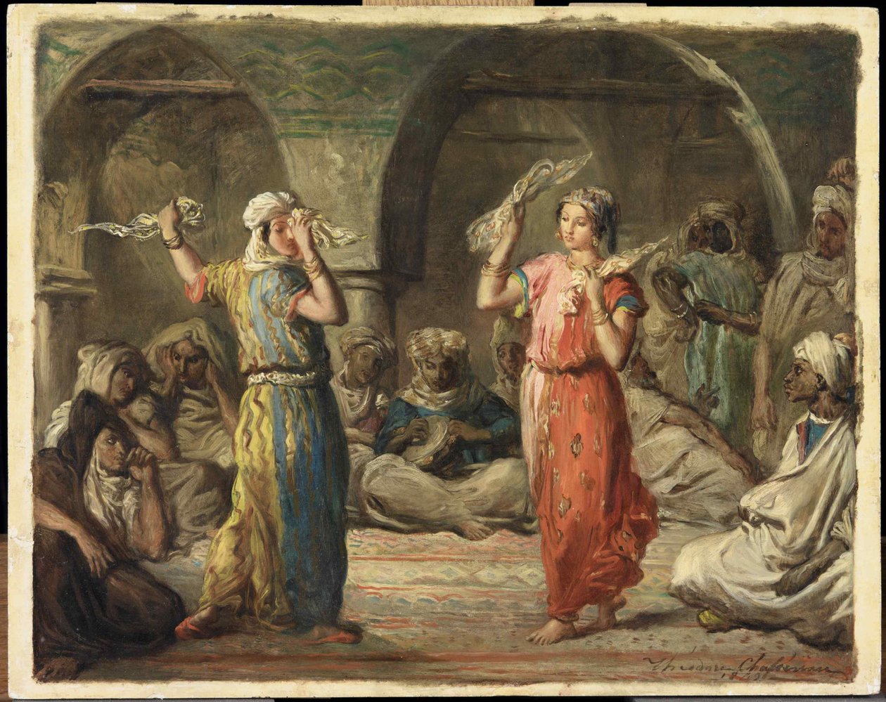 Tancerze algierscy. Taniec chusteczki, 1849. autorstwa Théodore Chassériau