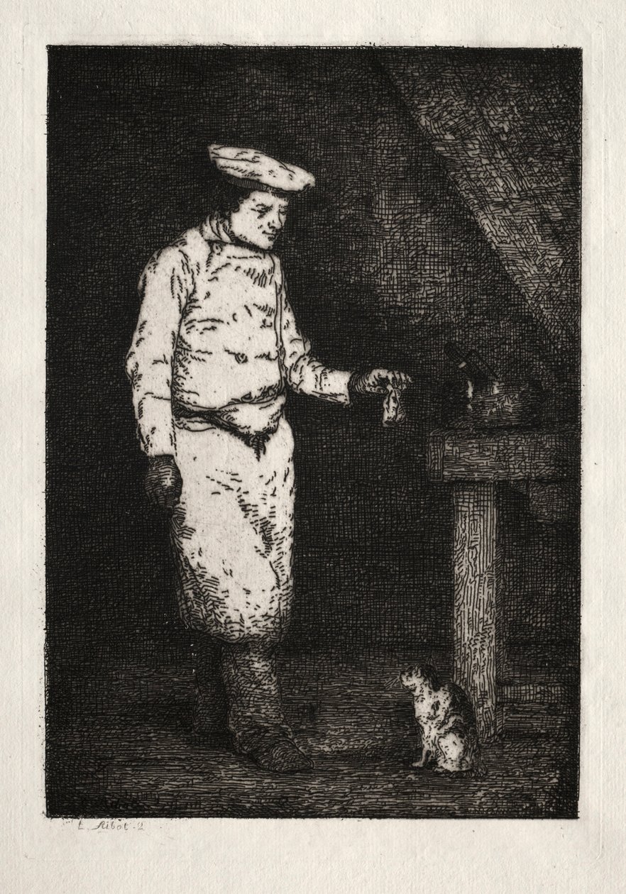 Obiad dla kota. autorstwa Auguste Theodule Ribot