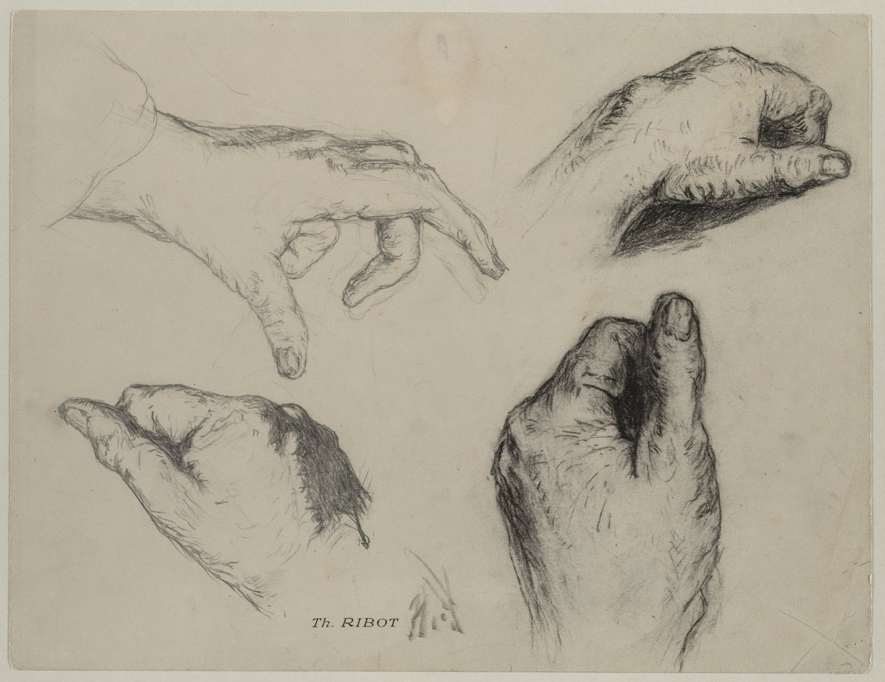 Studium Hands recto, 1800s. autorstwa Auguste Theodule Ribot