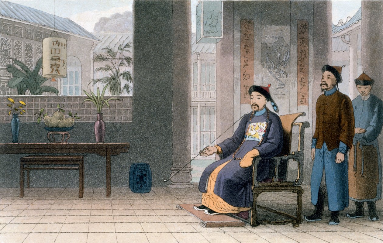 Chińczyk z Rangi, 1810 (akwatinta barwna) autorstwa Thomas und William Daniell