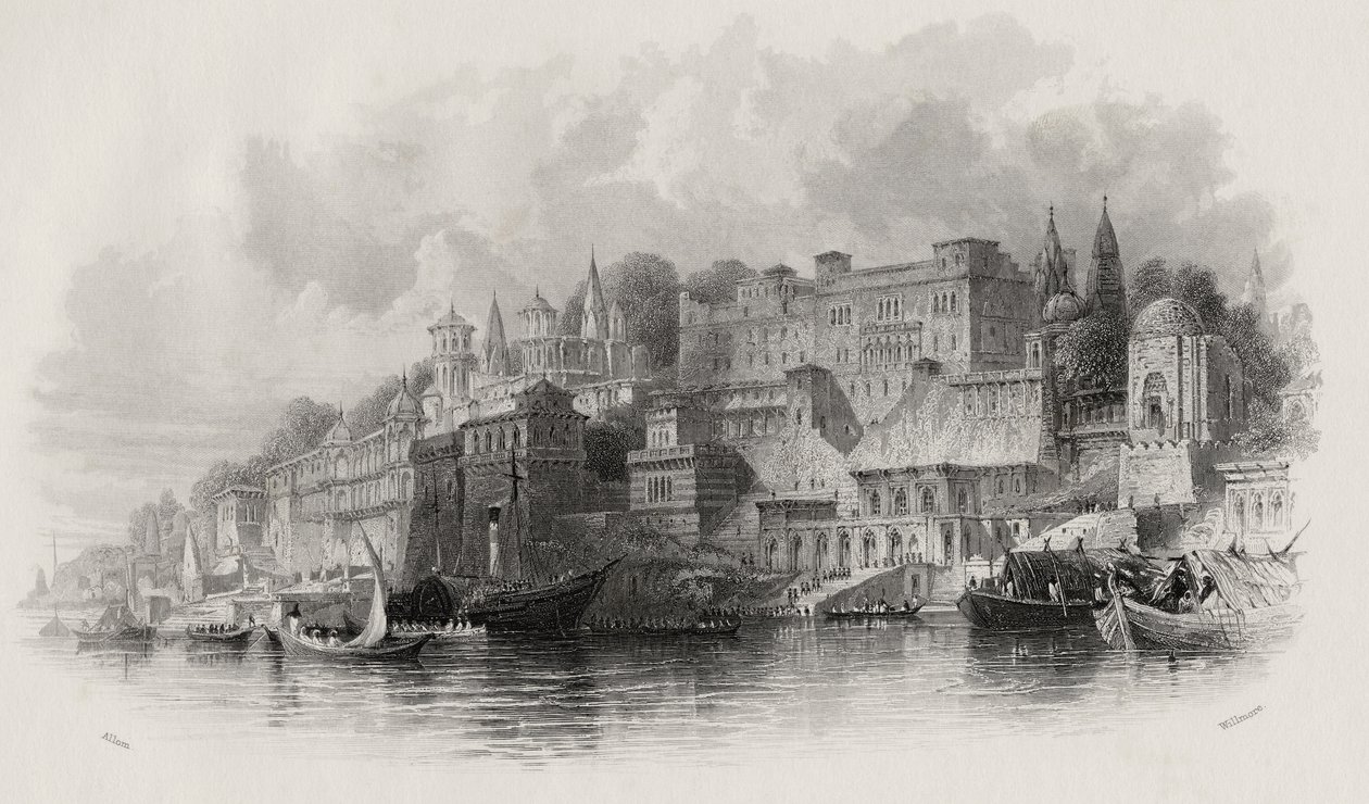 Бенарес, Энэтхэг, сийлбэрлэсэн А.Виллмор (1814-88) поли autorstwa Thomas Allom