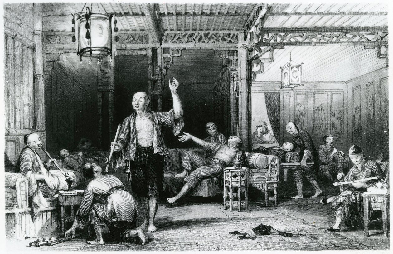 Chińscy palacze opium, 1843 autorstwa Thomas Allom