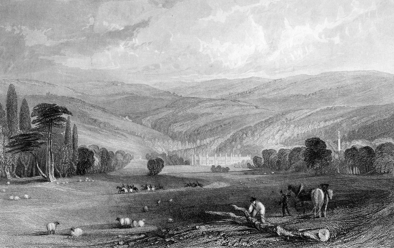 Gibside, hrabstwo Durham, 1835 autorstwa Thomas Allom