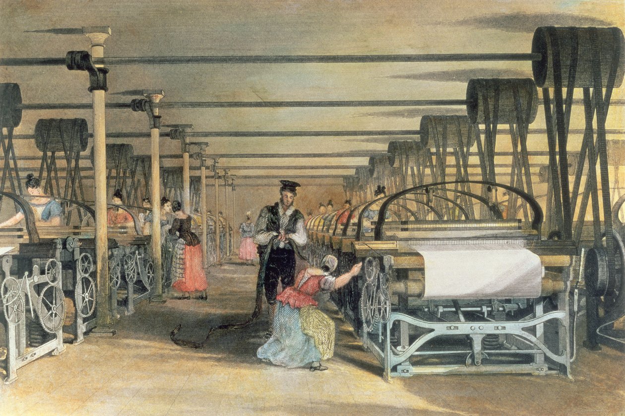 Tkactwo mechaniczne, 1834 autorstwa Thomas Allom