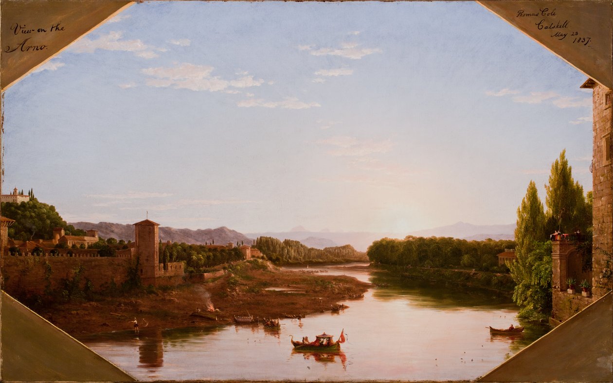 Widok na Arno, niedaleko Florencji, 1837 autorstwa Thomas Cole