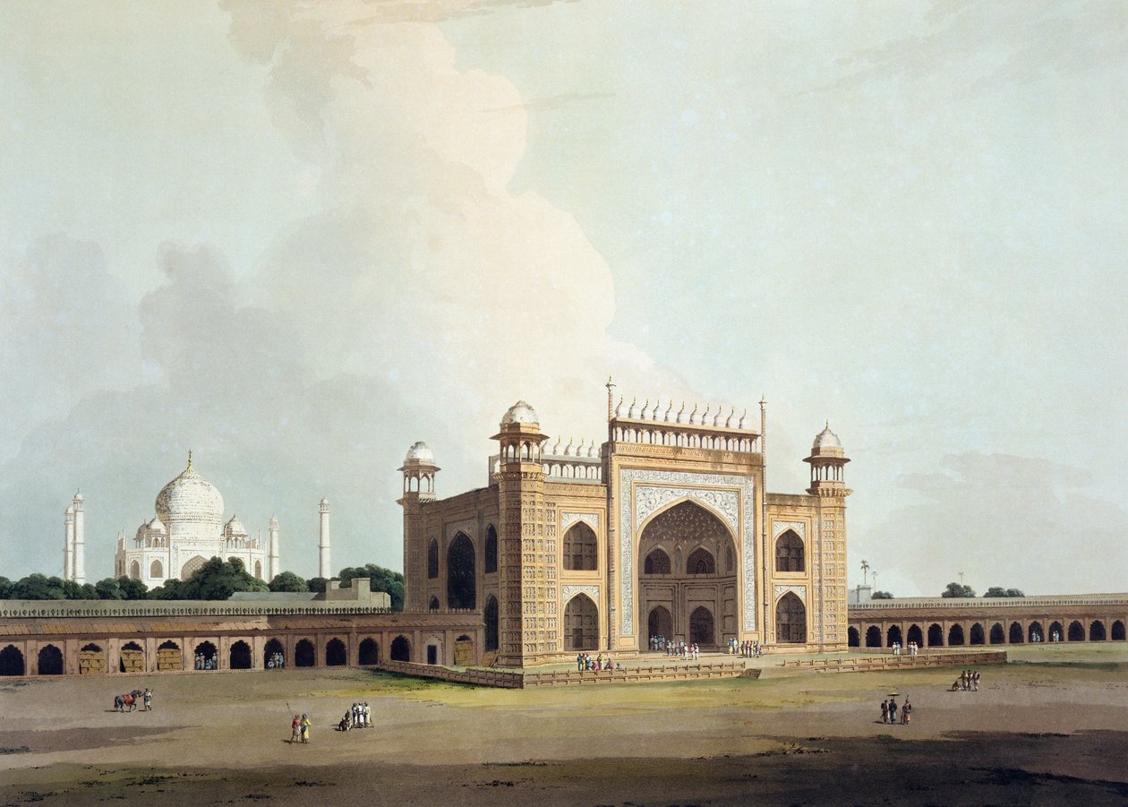 Taj Mahal w Agrze, z „Pejzaż orientalny: dwadzieścia cztery widoki w Hindoostanie”, 1796 autorstwa Thomas Daniell