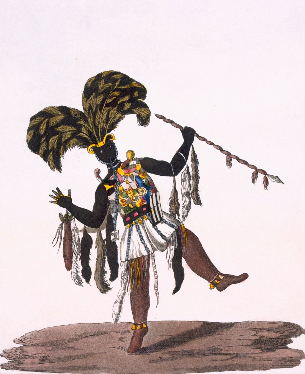 Kapitan Aszanti w stroju wojennym, z „Costume dei...” Giulio Ferrario, ok. 1820-30 autorstwa Thomas Edward Bowditch