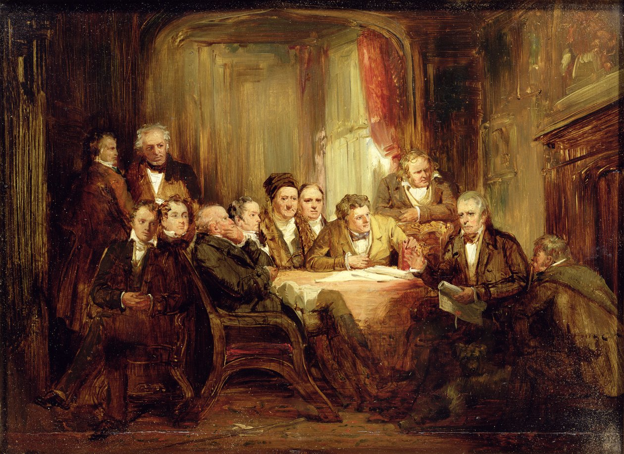 Sir Walter Scott i jego literaccy przyjaciele w Abbotsford autorstwa Thomas Faed