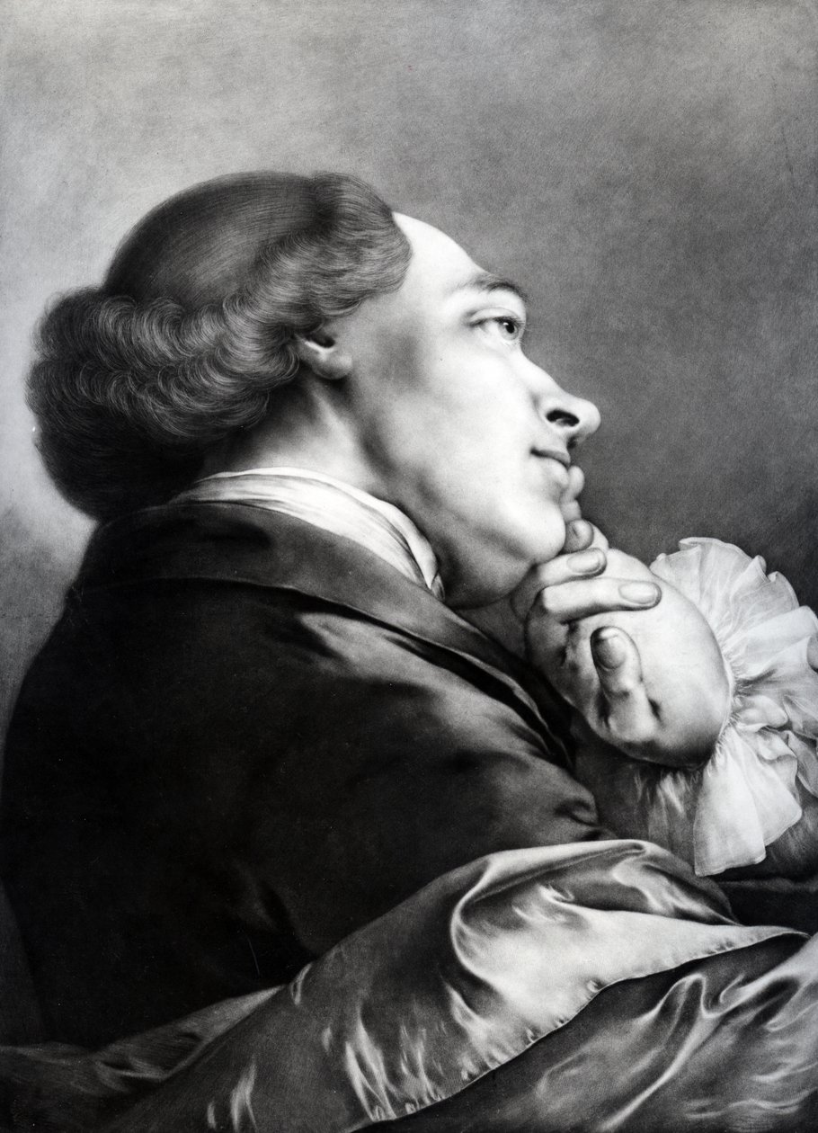 Mężczyzna z profilu, 1760 (mezzotinta) autorstwa Thomas Frye