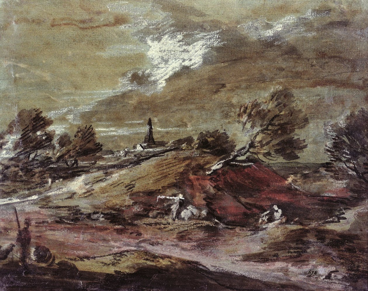 Krajobraz: Efekt burzy, XVIII w. (akwarela) autorstwa Thomas Gainsborough
