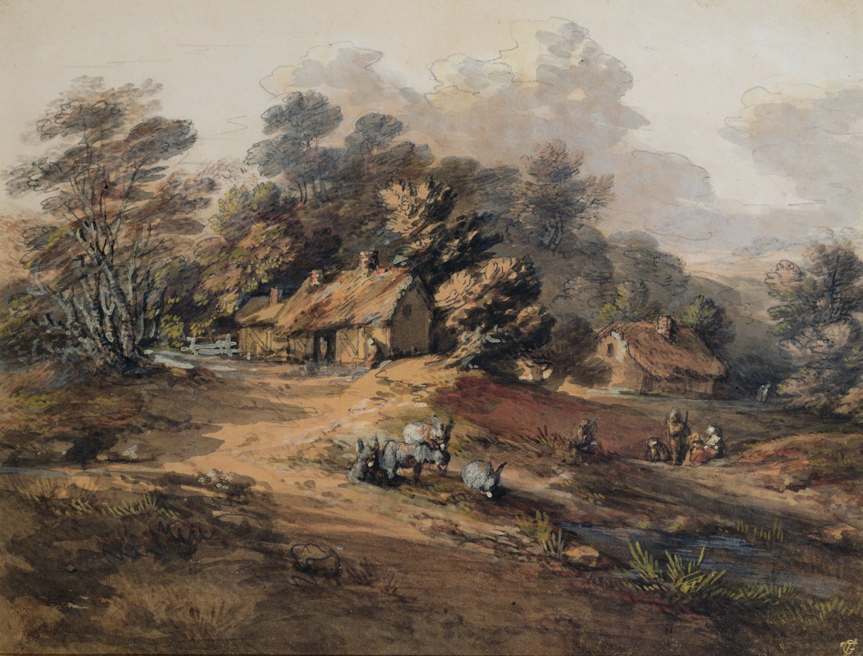 Chłopi i osły w pobliżu Chatek na skraju lasu autorstwa Thomas Gainsborough