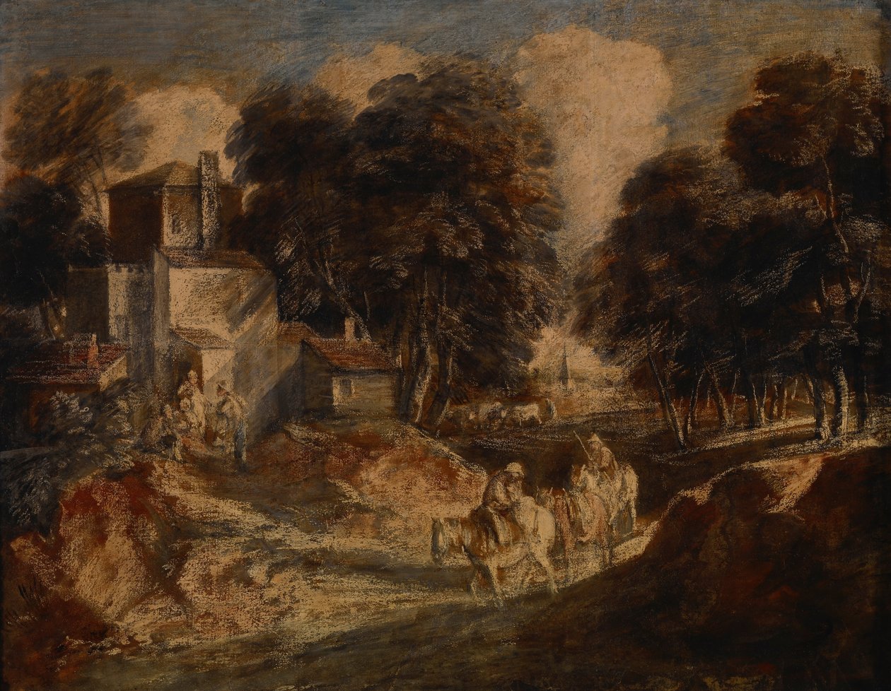 Krajobraz leśny z uzbrojonymi chłopami autorstwa Thomas Gainsborough
