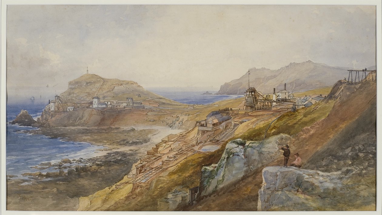 St Just United Mines, ok. 1870 (wc na papierze) autorstwa Thomas Hart