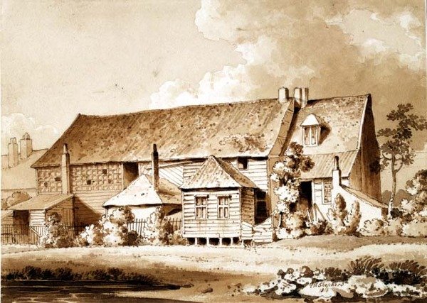 John Bunyans Meeting House, Zoar Street, Gravel Lane, Southwark, Londyn, 1813 (ołówek i pranie) autorstwa Thomas Hosmer Shepherd