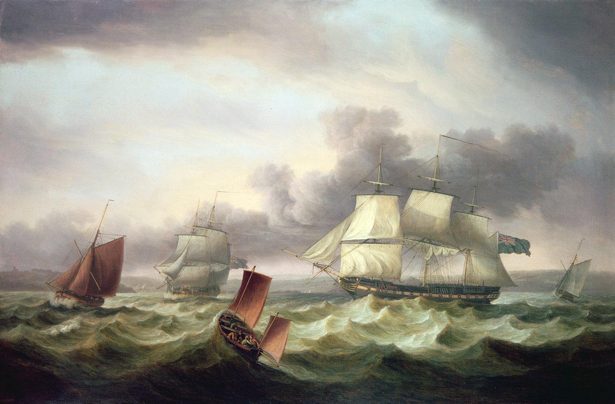 Żegluga w Plymouth Sound autorstwa Thomas Luny