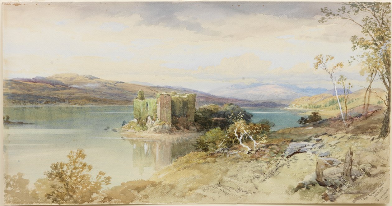 Zamek Ardchonnel, Loch Awe (akwarela, ołówek i bodycolor na papierze) autorstwa Thomas Miles II Richardson
