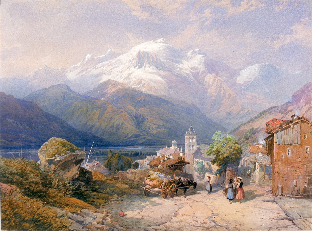 Bourg St Maurice, Savoy (farba do ciała i akwarela na papierze) autorstwa Thomas Miles II Richardson
