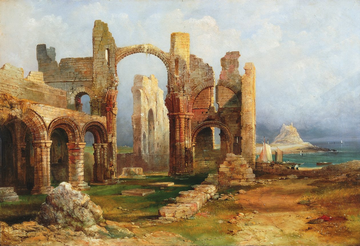 Opactwo Lindisfarne, ok. 1837 r. autorstwa Thomas Miles Richardson