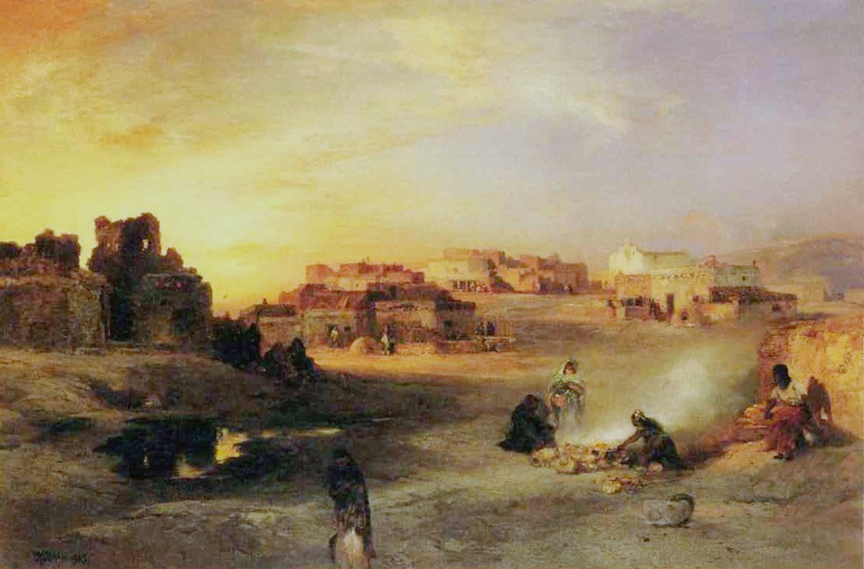 Indiańskie Pueblo, 1905 autorstwa Thomas Moran