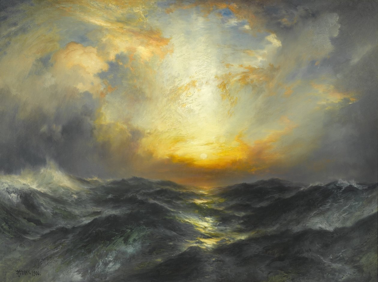 Zachód słońca nad morzem, 1906 autorstwa Thomas Moran