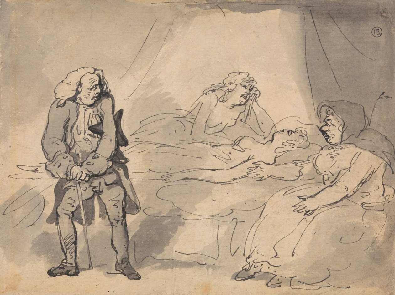 Scena na łożu śmierci autorstwa Thomas Rowlandson