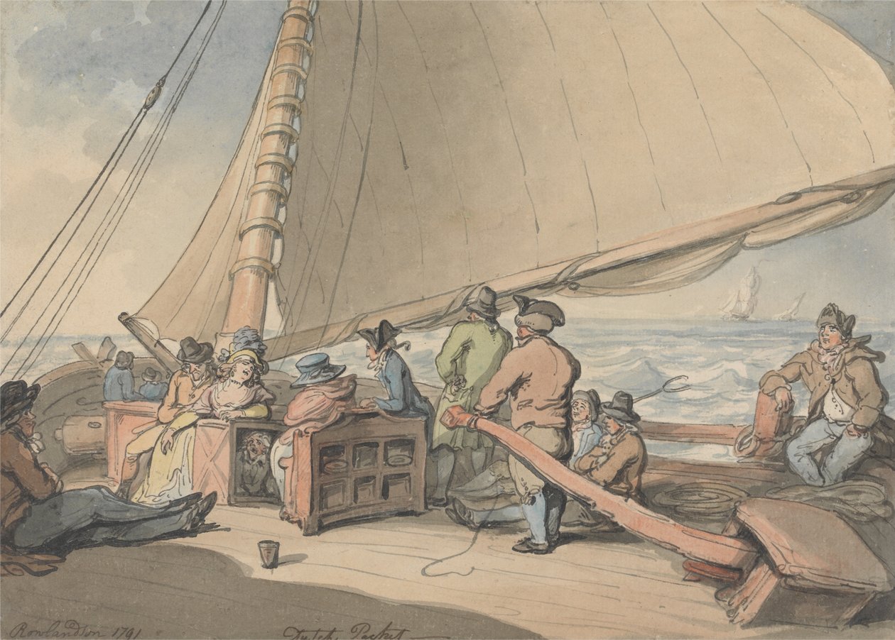 Holenderski pakiet w rosnącej bryzie autorstwa Thomas Rowlandson
