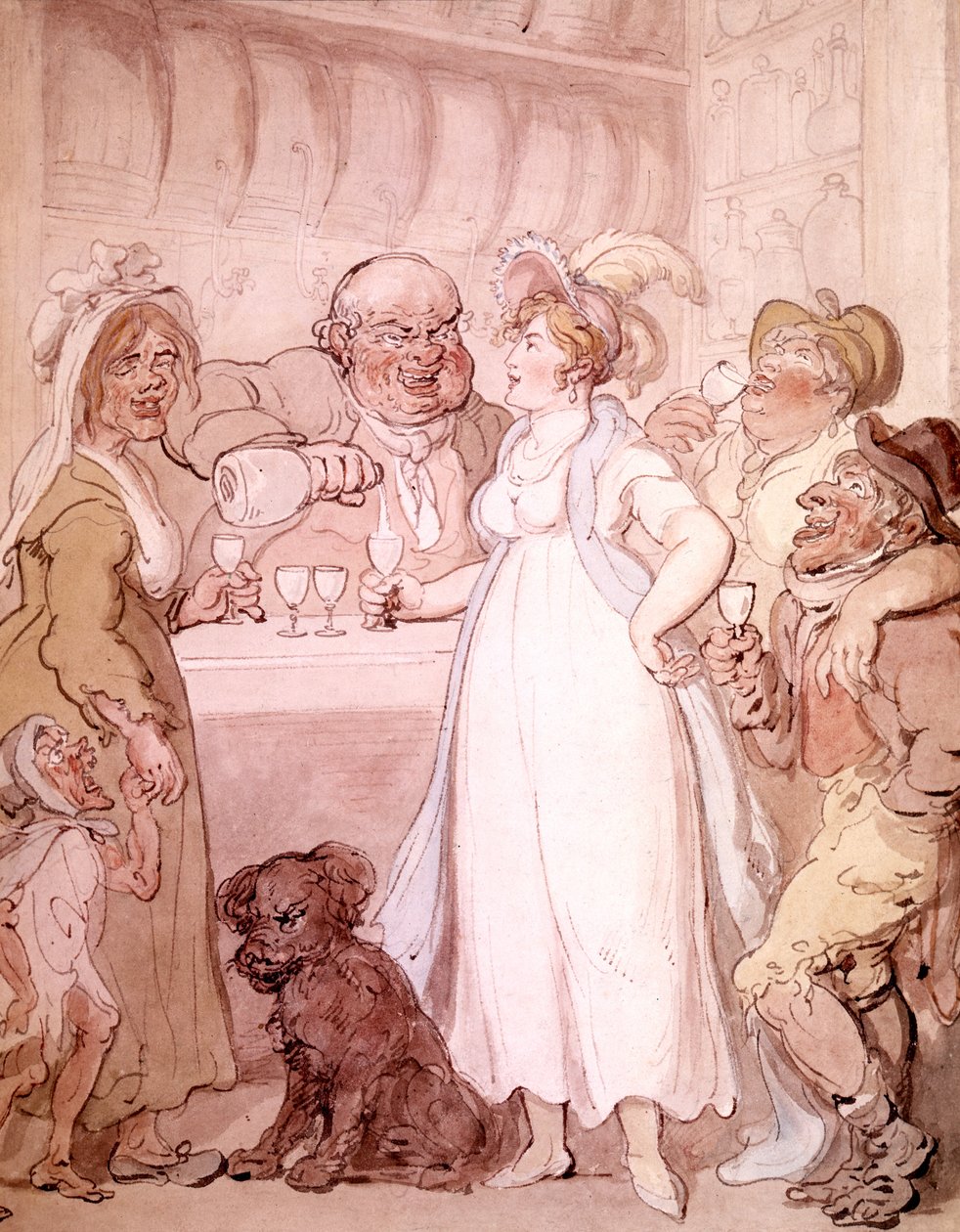 Sklep z ginem, ok.1808-09 (akwarela) autorstwa Thomas Rowlandson