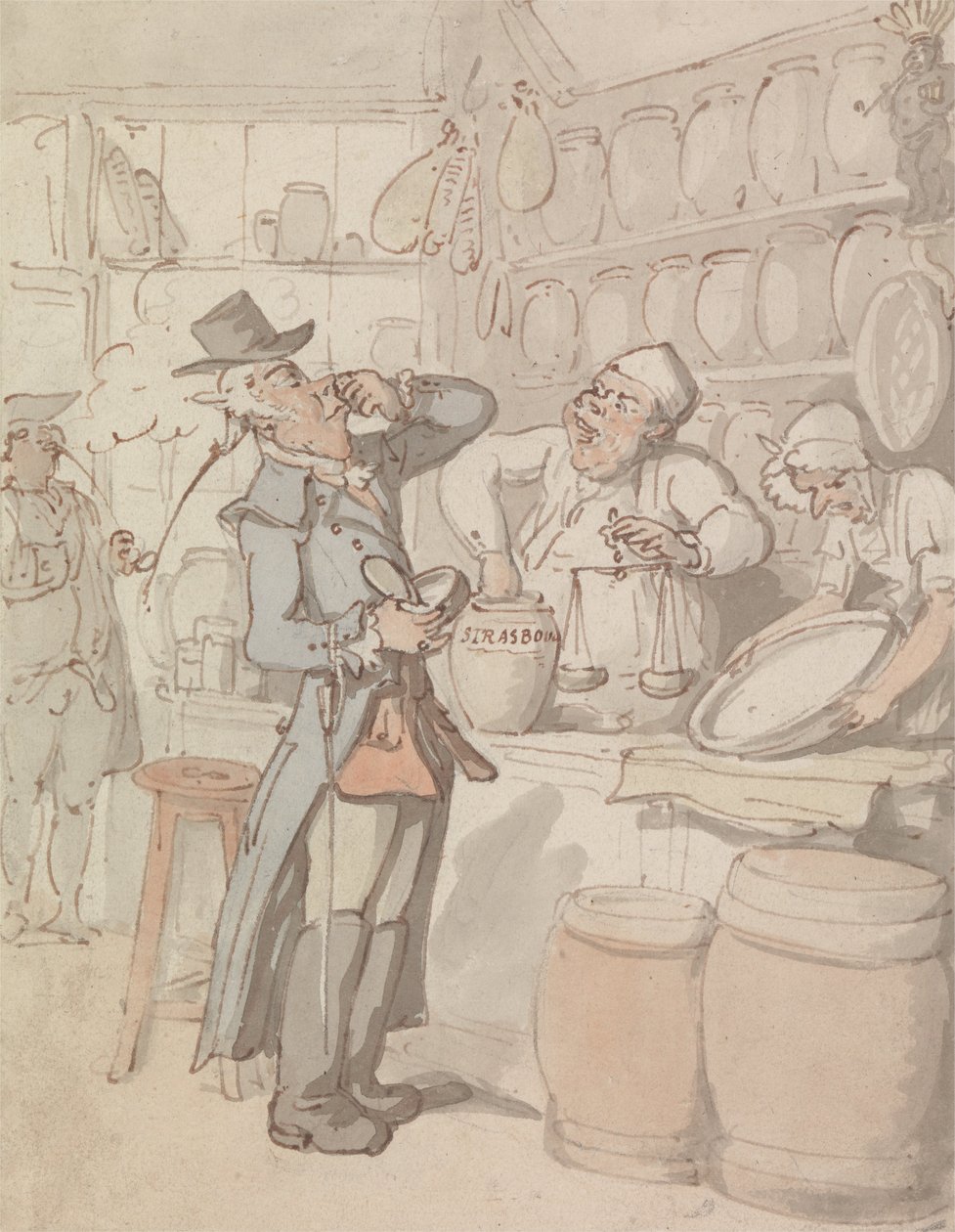 Mężczyzna kupujący tabakę autorstwa Thomas Rowlandson