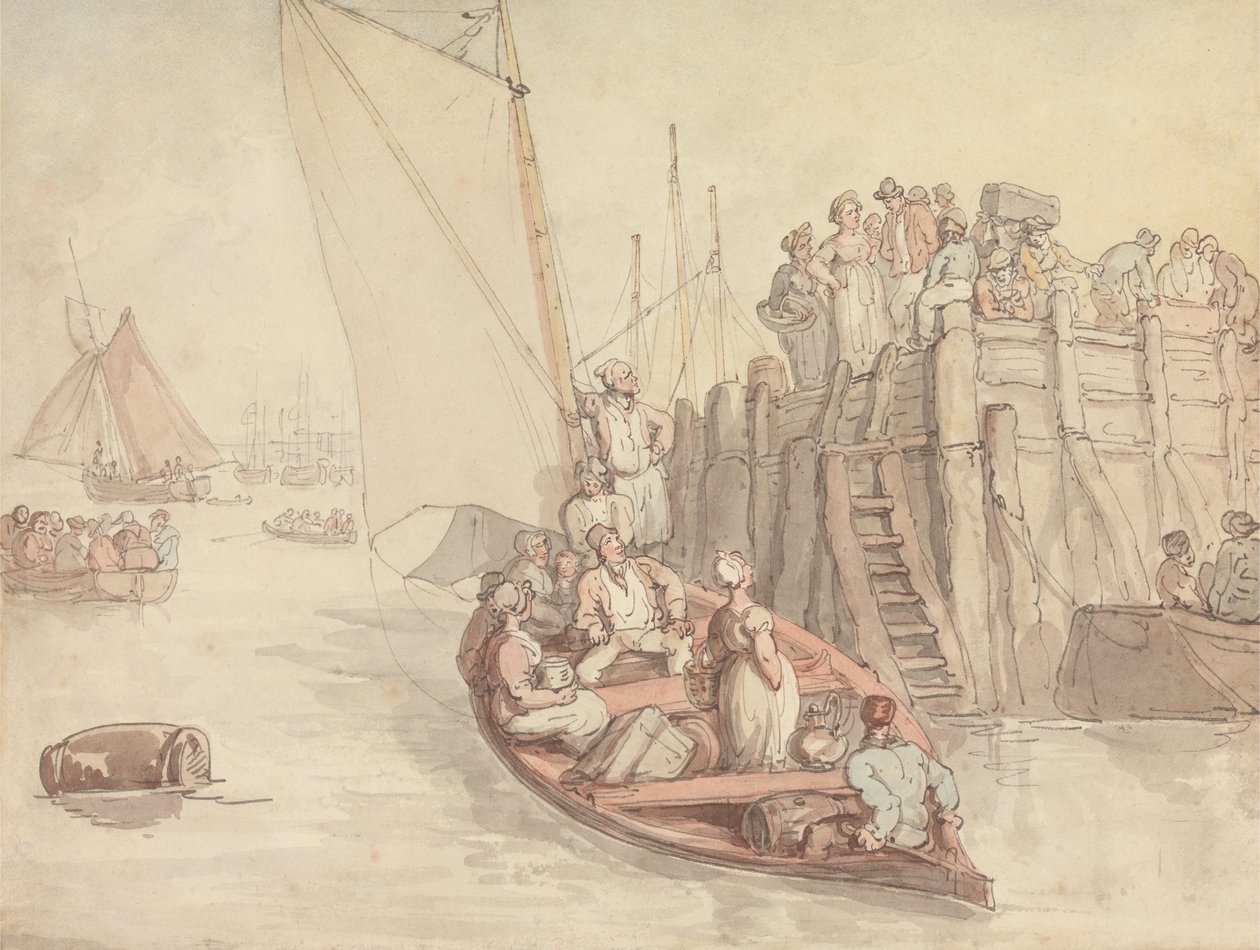 Molo w Amsterdamie (wersja A) autorstwa Thomas Rowlandson