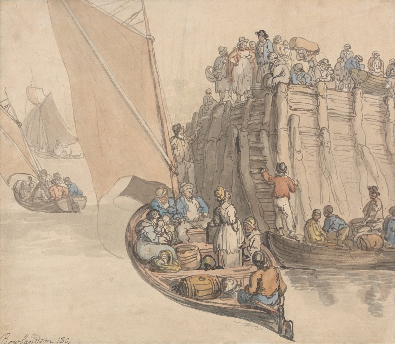 Molo w Amsterdamie autorstwa Thomas Rowlandson