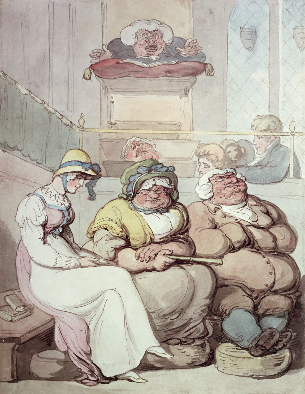 Senne Zgromadzenie (atrament i toaleta na papierze) autorstwa Thomas Rowlandson