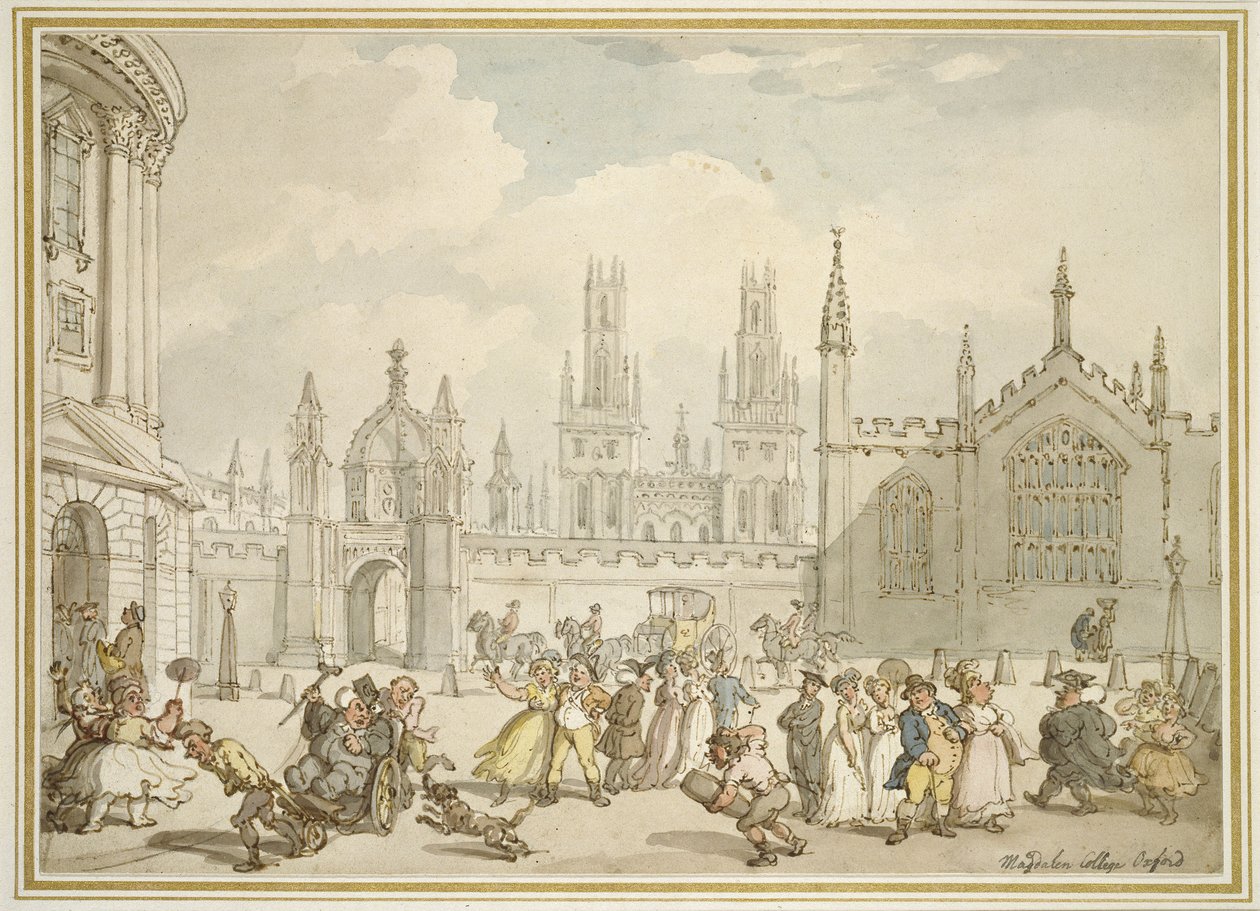 All Souls College, Oxford lub Radcliffe Square, Oxford, XIX wiek autorstwa Thomas Rowlandson