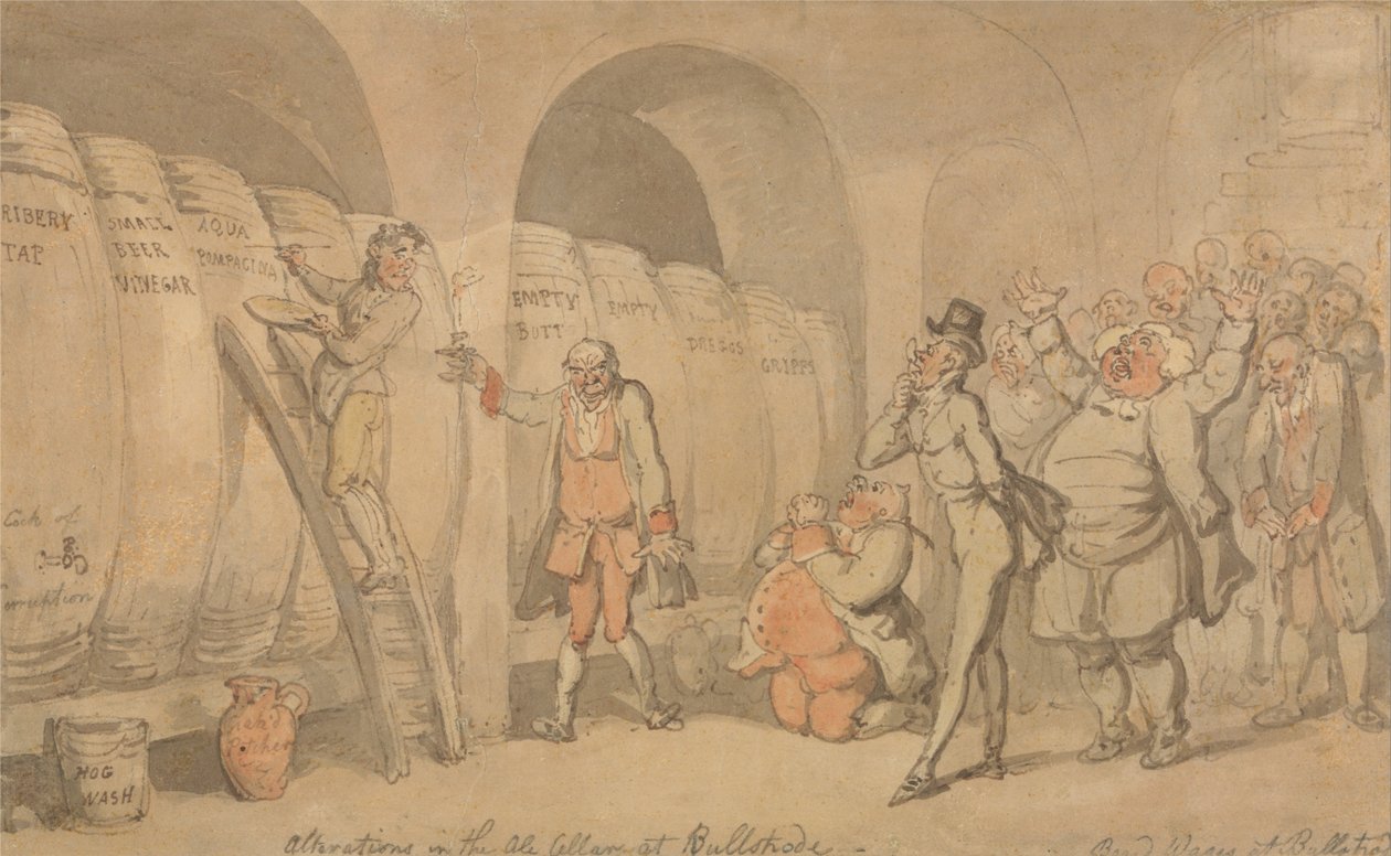 Zmiany w Piwnicy Ale w Bulstrode autorstwa Thomas Rowlandson