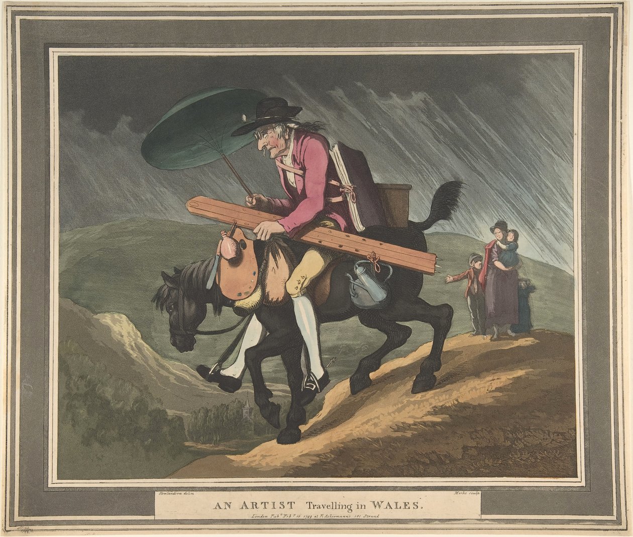 Artysta podróżujący po Walii, wyd. 1799 (akwaforta ręczna) autorstwa Thomas Rowlandson