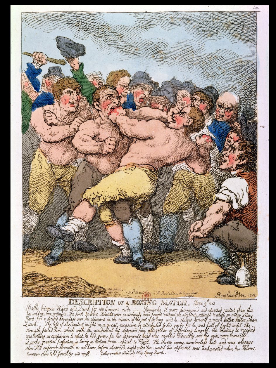 Opis meczu bokserskiego, 1812 (rycina kolorowa) autorstwa Thomas Rowlandson