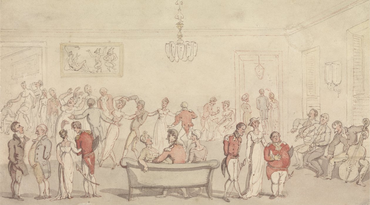 Eleganckie tańce firmowe autorstwa Thomas Rowlandson