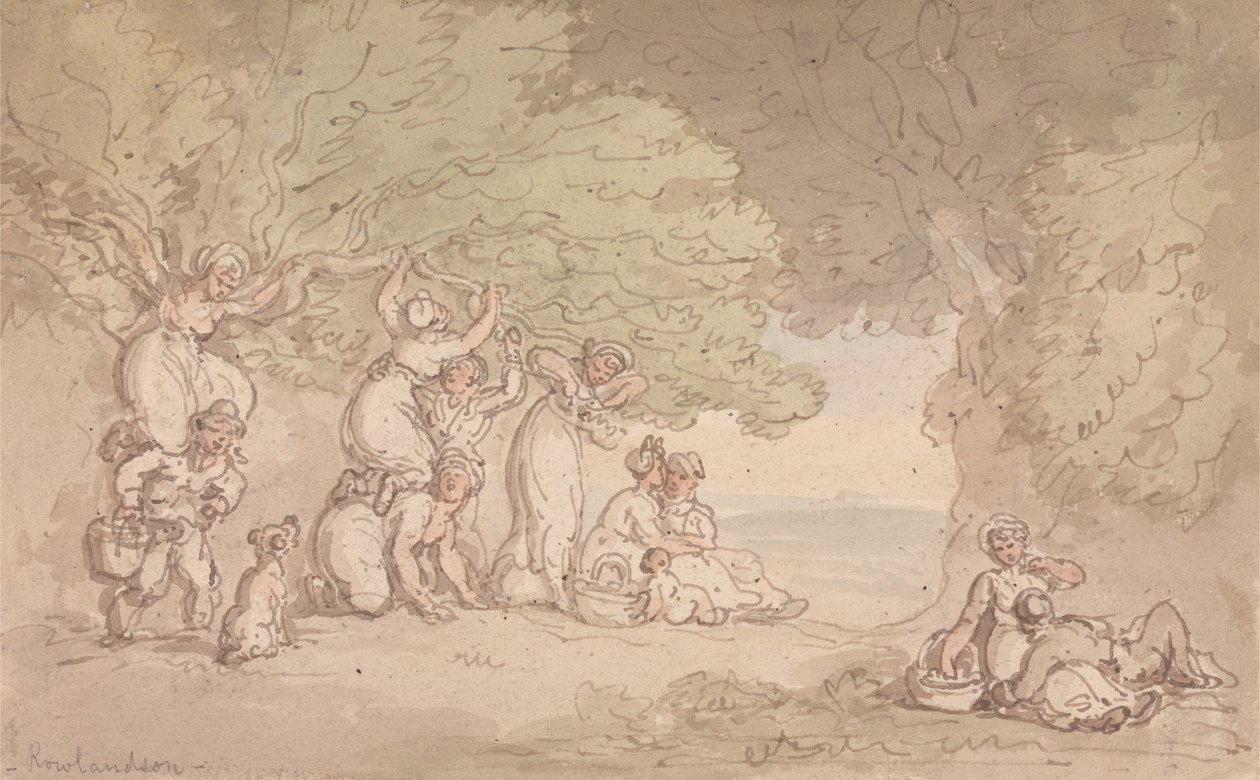 Zbieranie owoców i orzechów autorstwa Thomas Rowlandson