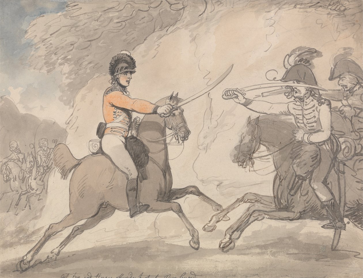 Ćwiczenie z mieczem węgierskim i góralskim autorstwa Thomas Rowlandson
