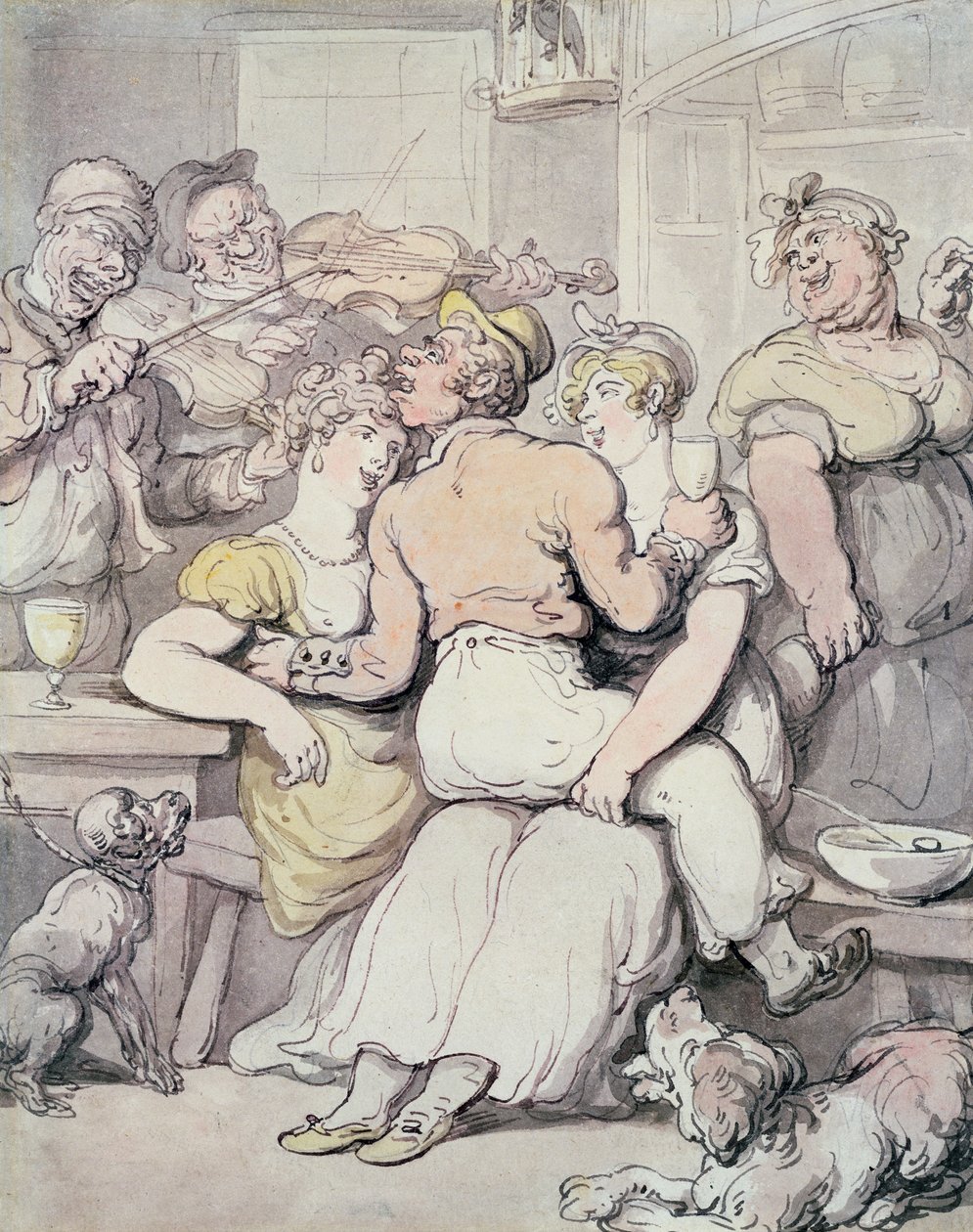 Jack Tar Admiring the Fairer Sex (pióro i atrament, wc) autorstwa Thomas Rowlandson