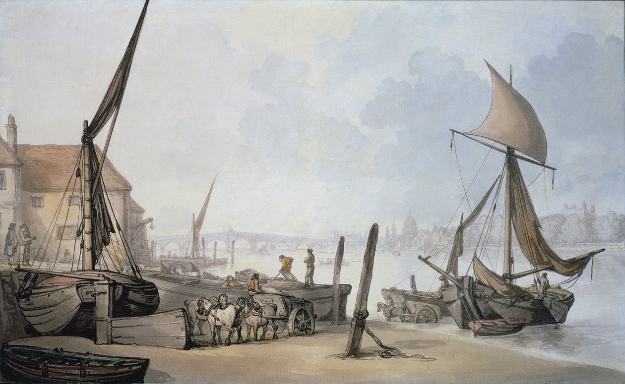 Odpływ na Tamizie autorstwa Thomas Rowlandson