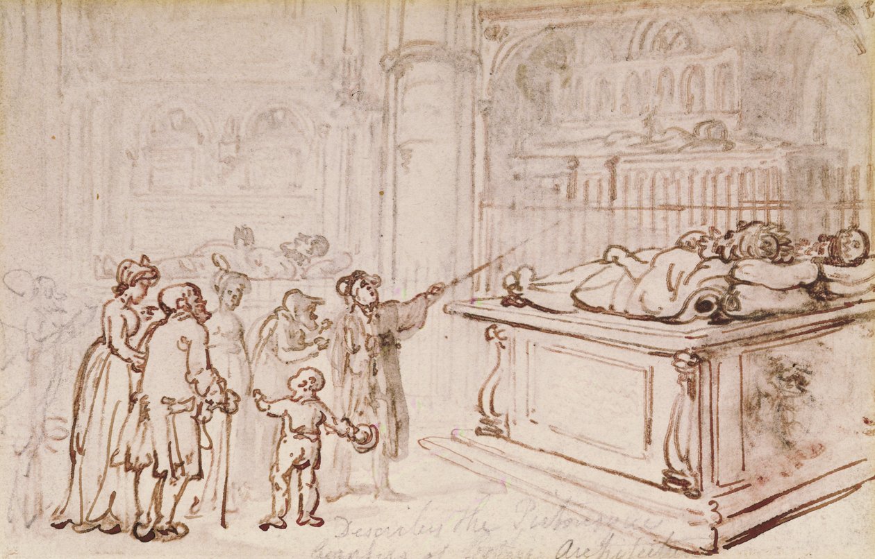 Pomniki w Opactwie Westminsterskim (atrament i ołówek w kolorze sepii) autorstwa Thomas Rowlandson